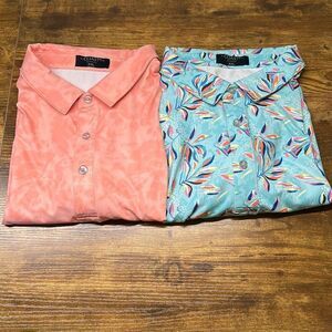 Men's Coast Slipknot Polo Coral Printed‎ Floral Golf Stretchy Size XXL Bundle of